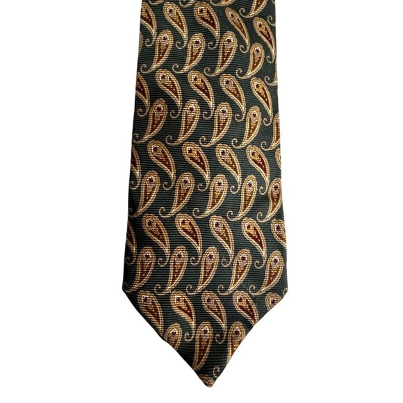 Brooks Brothers Makers Men’s Green Paisley Silk Tie Made in USA Classic Necktie - Picture 1 of 4